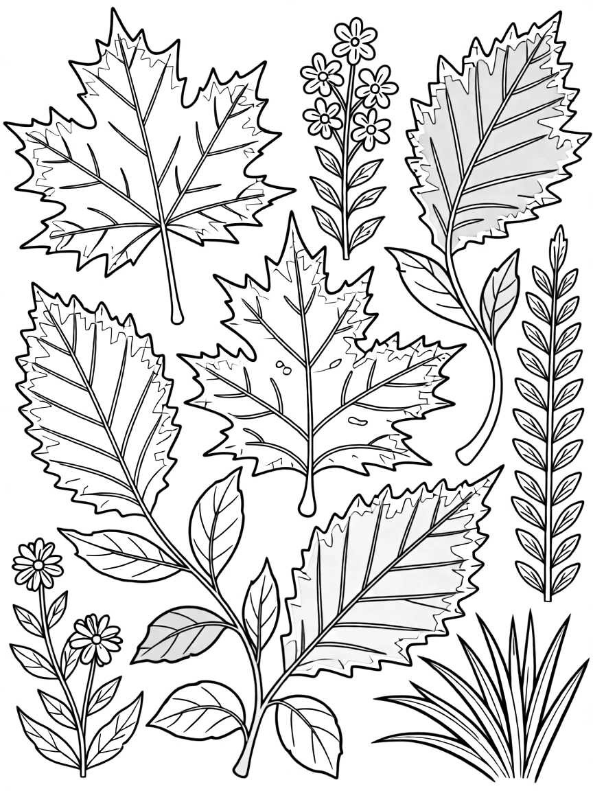 Fall frost patterns on autumn leaves and plants