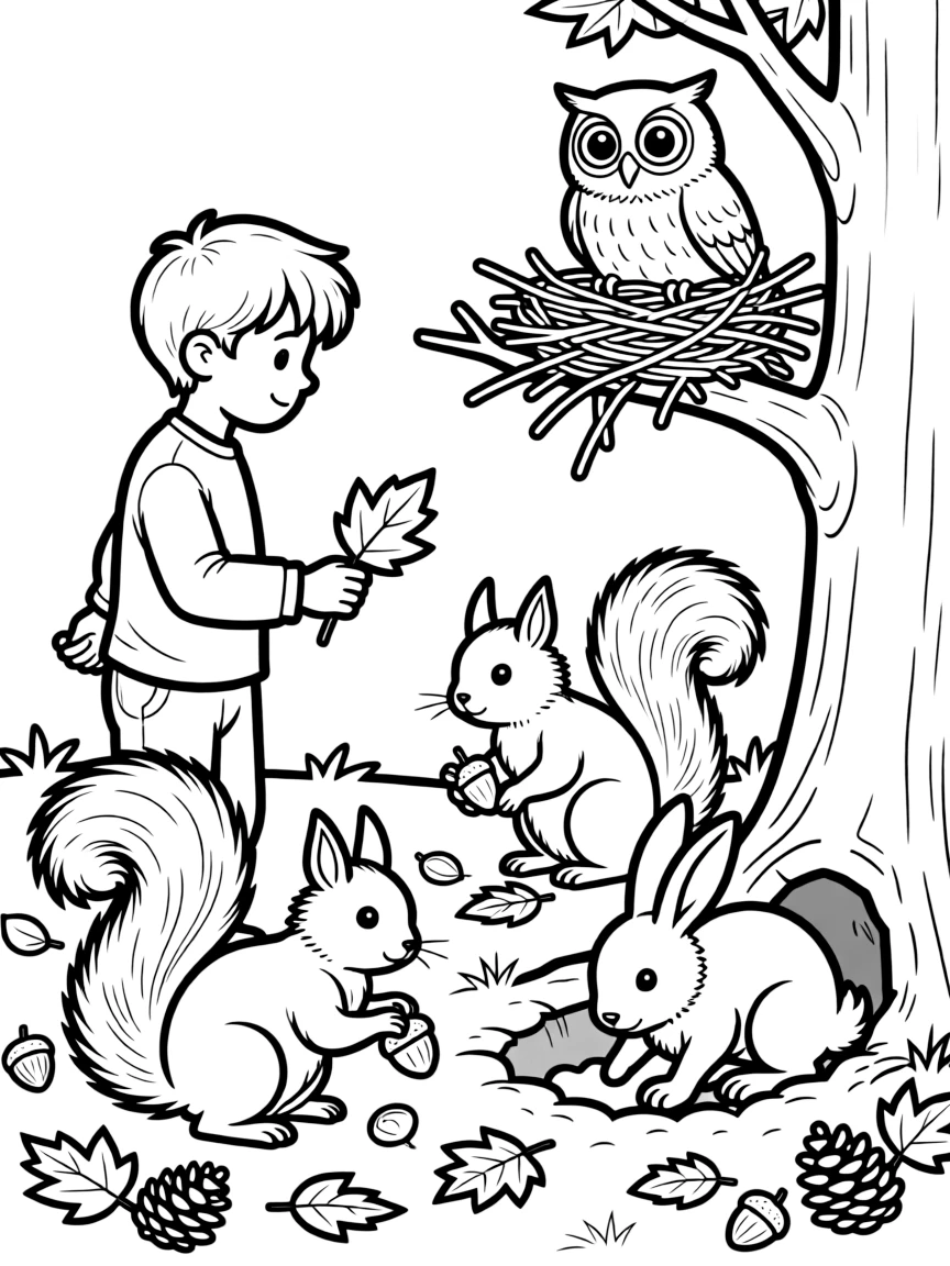 Fall animals preparing winter dens and nests