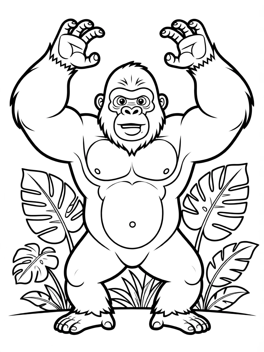 A powerful silverback gorilla pounding its chest  