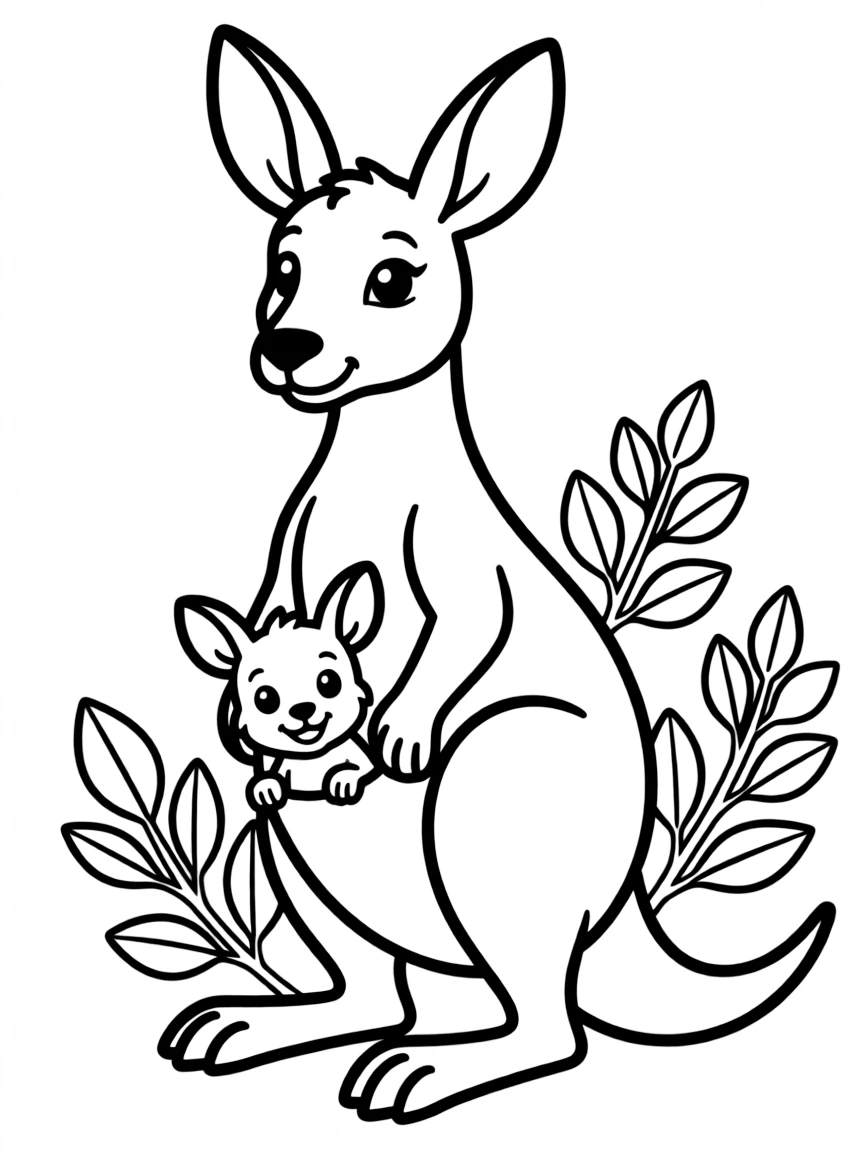 A mother kangaroo carrying her baby joey in her pouch  