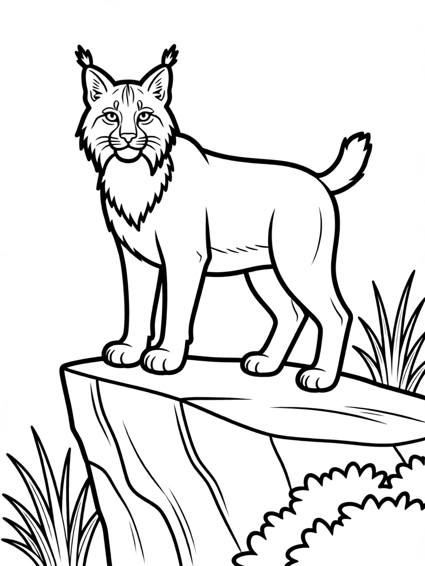 A lynx standing proudly on a rocky ledge  