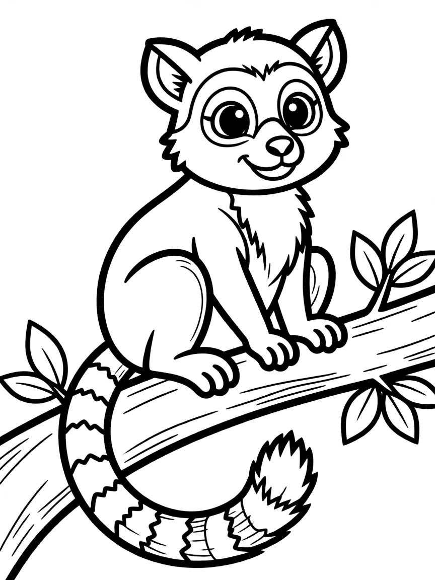 A ring-tailed lemur sitting on a tree branch  