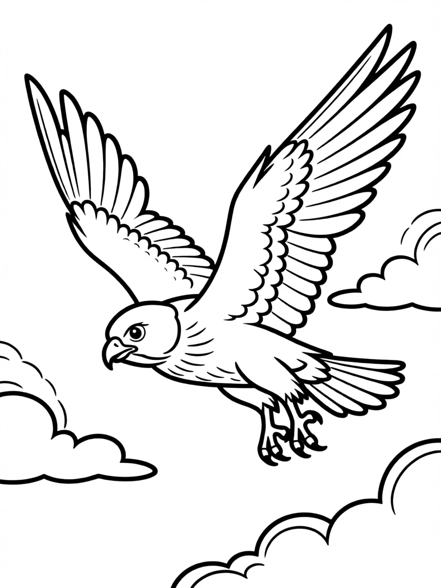 A peregrine falcon diving through the sky  