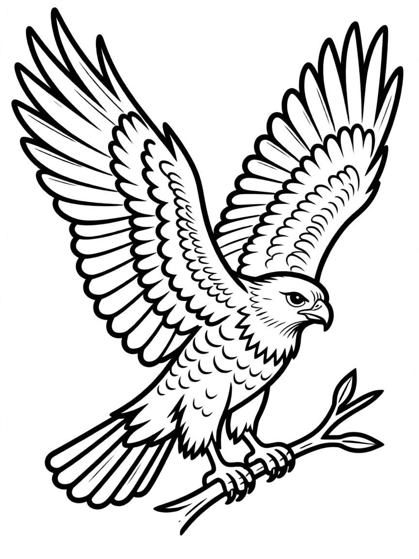 A hawk with its wings spread wide  