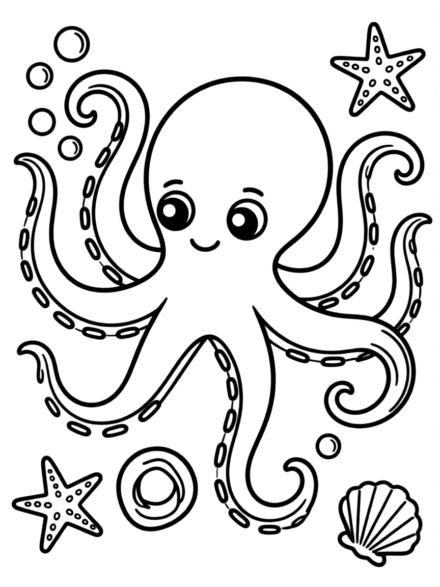 A giant octopus stretching its tentacles  