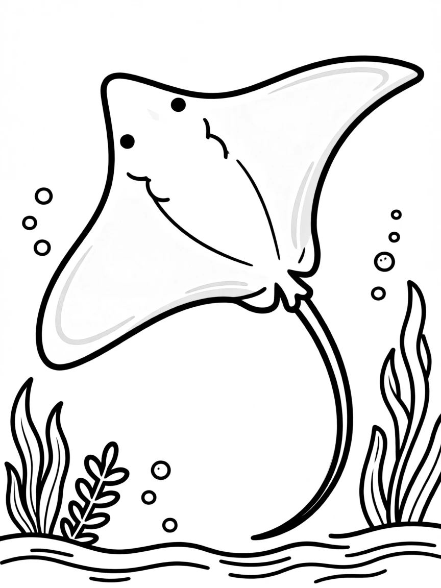 A stingray gliding through the water  
