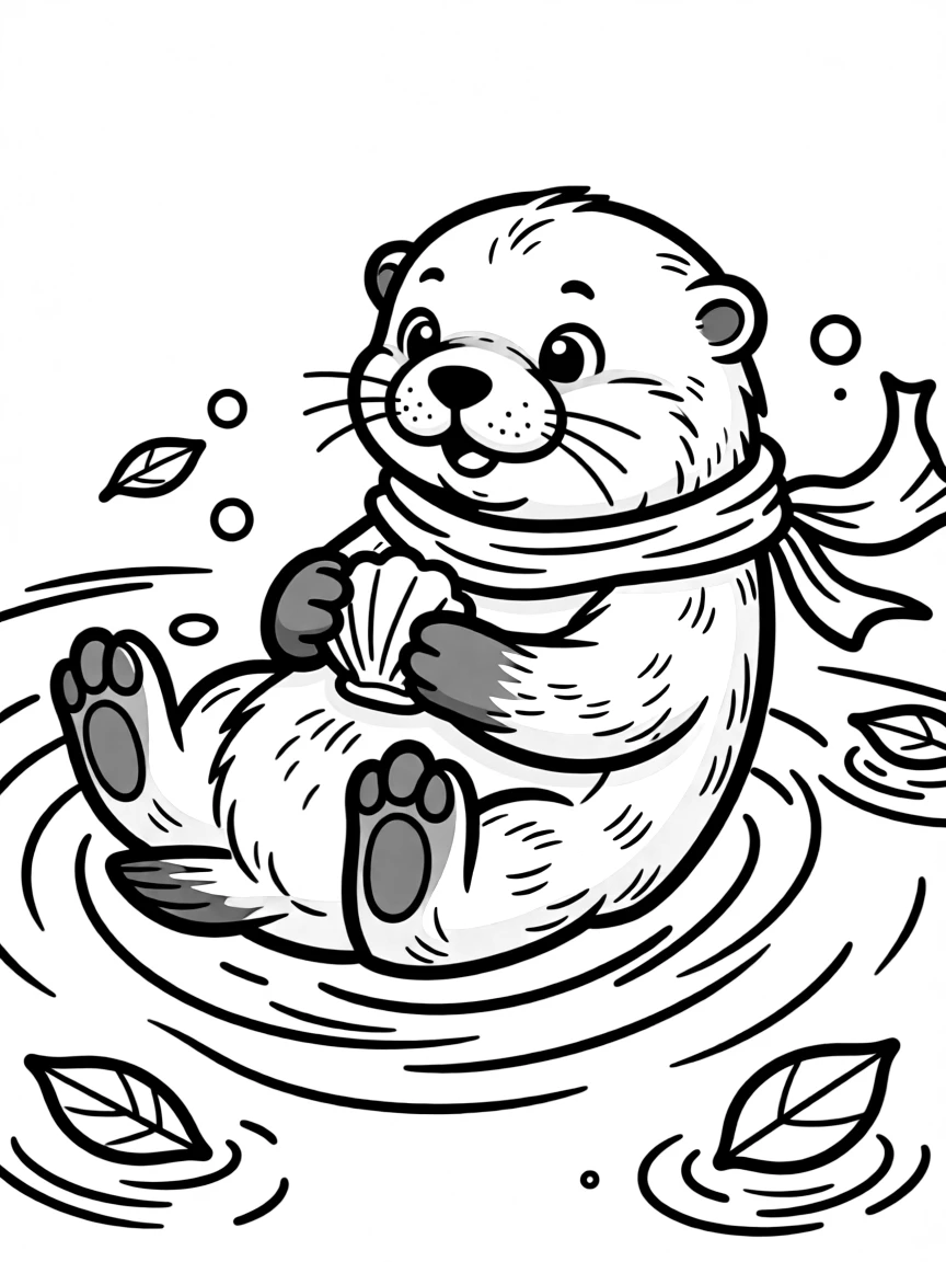 A playful sea otter floating on its back  