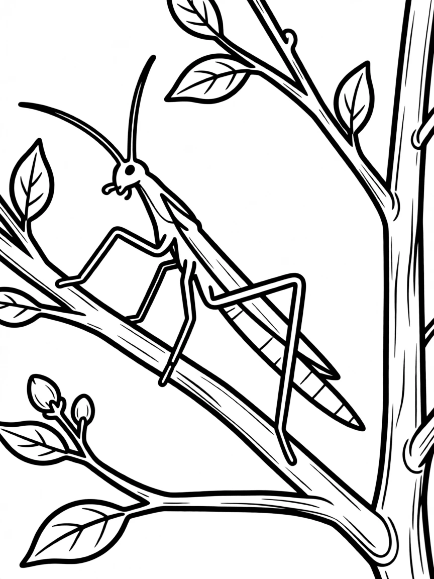 A stick insect camouflaged among twigs  