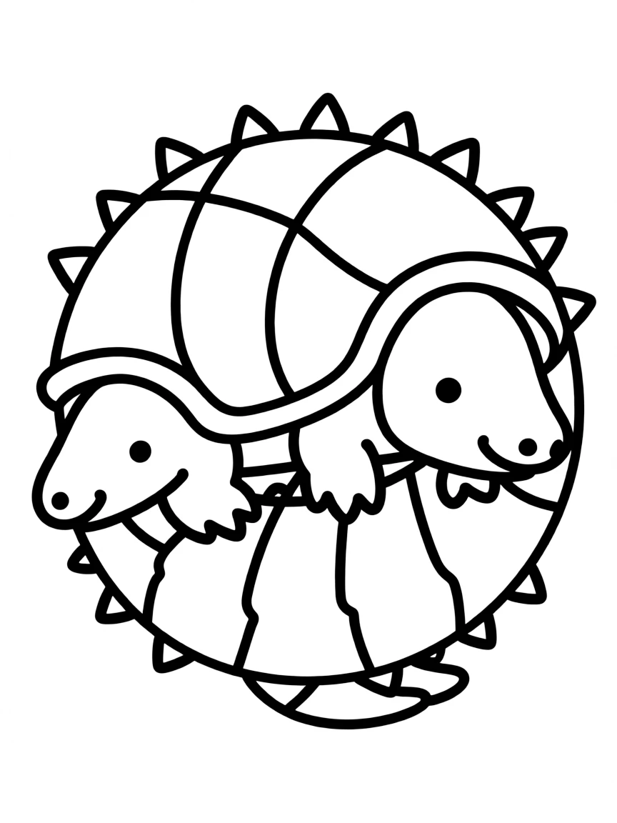 An armadillo curled into a ball  