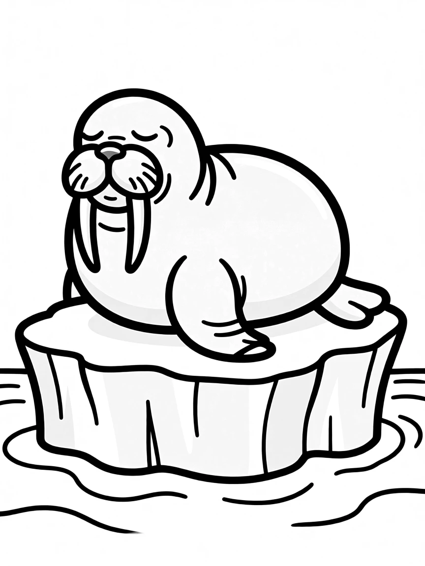 A walrus resting on an iceberg  