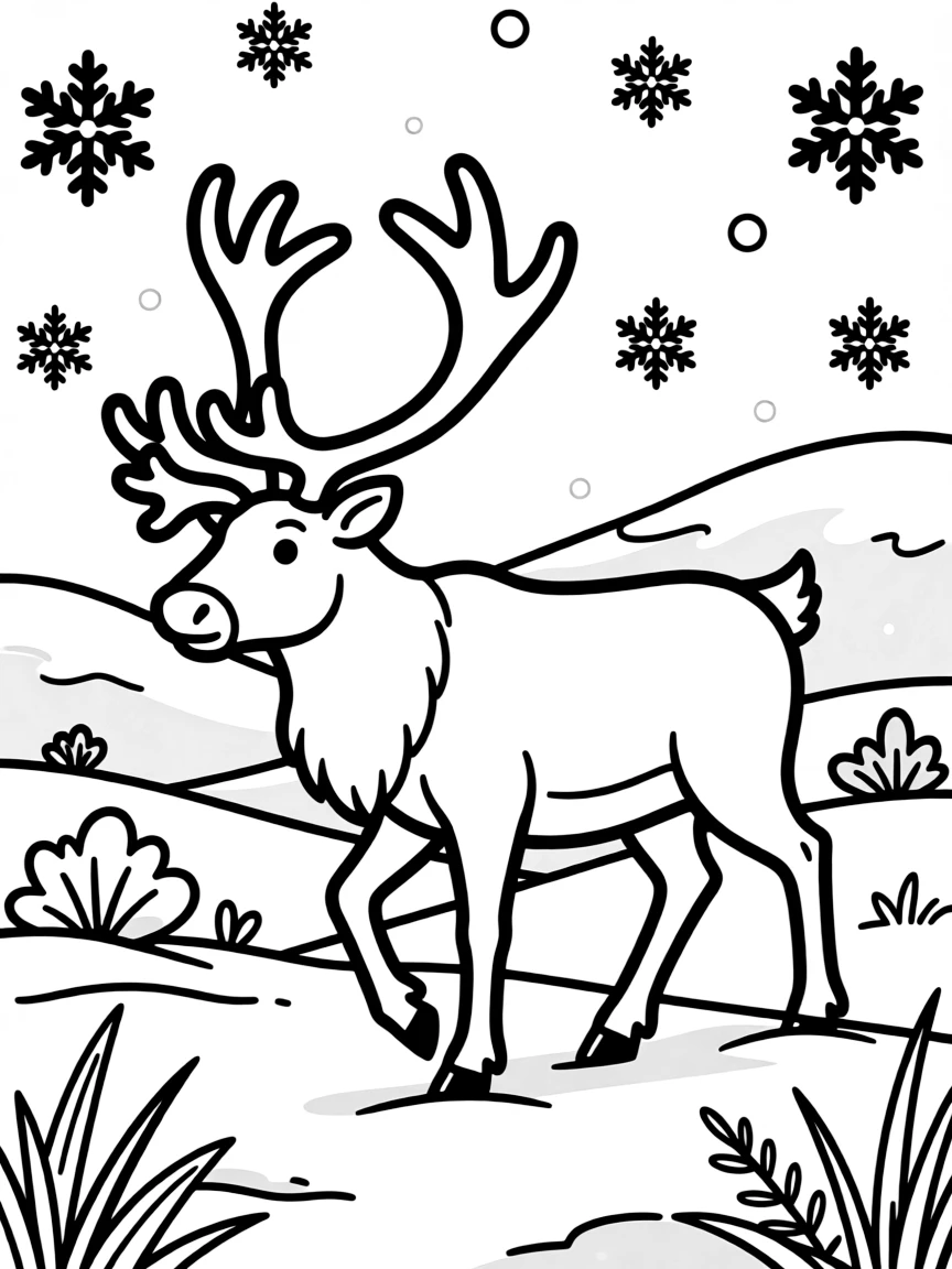 A caribou walking through the Arctic wilderness  