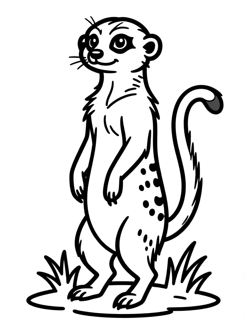 A meerkat standing on its hind legs watching for danger  