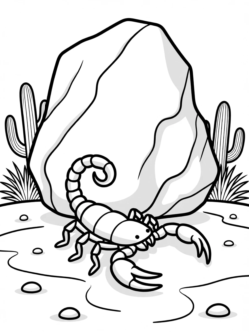 A scorpion hiding under a desert rock  