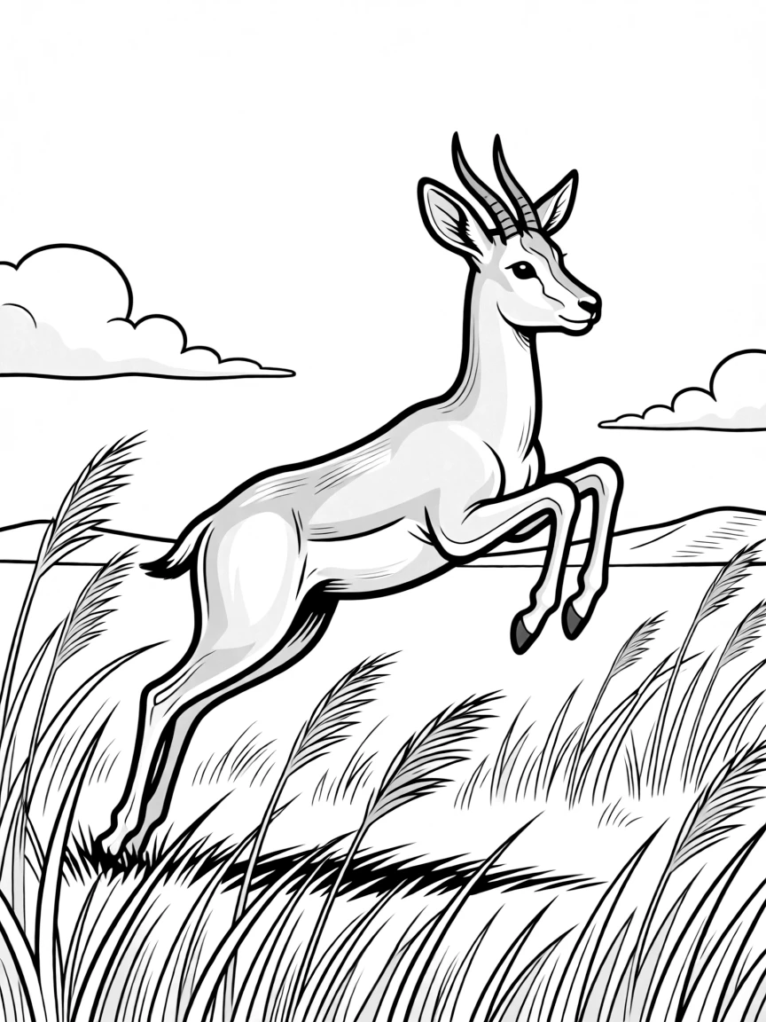 A gazelle leaping gracefully across the grassland  