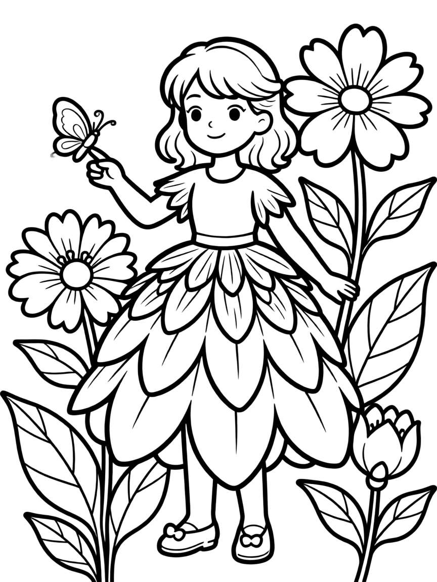 A flower-themed magical guardian with petal-shaped skirt