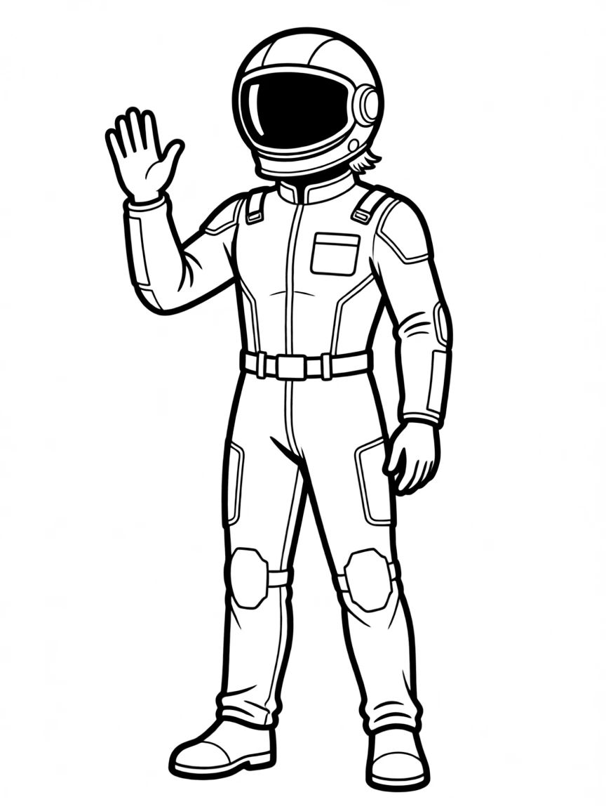 A futuristic pilot in a sleek flight suit with helmet