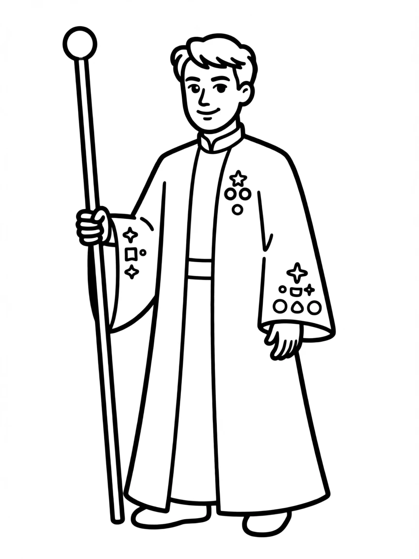 A galactic diplomat in formal robes with alien insignia