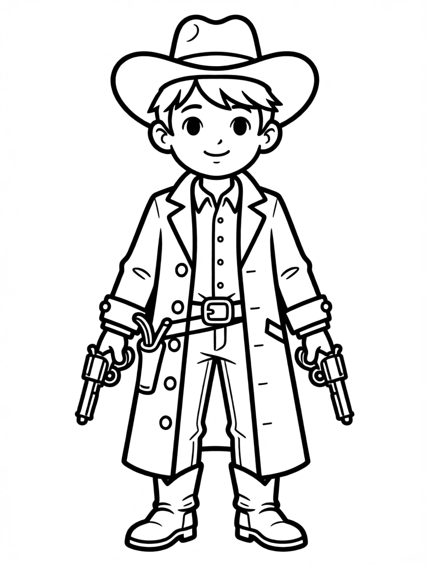A gunslinger with long coat and twin pistols
