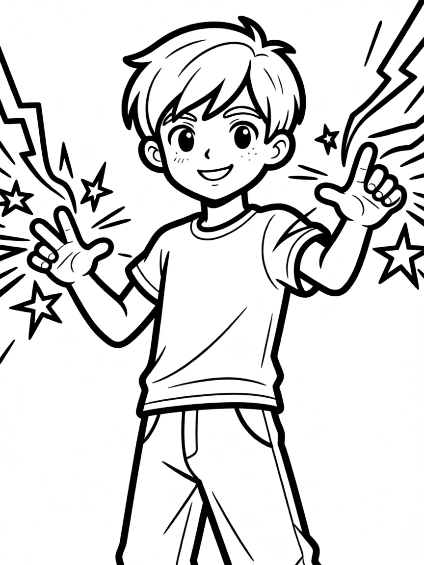 A super-powered teen with energy emanating from hands