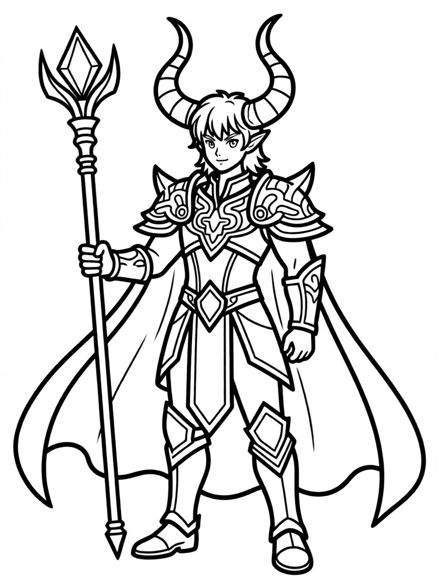A demon lord with horns and ornate dark armor