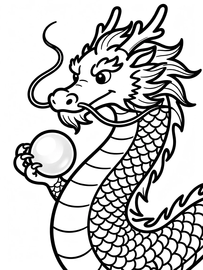 An Eastern dragon with whiskers and pearl