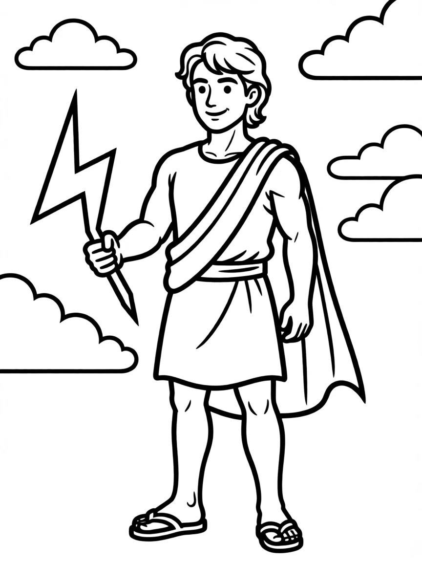 A modern interpretation of Zeus with lightning bolt