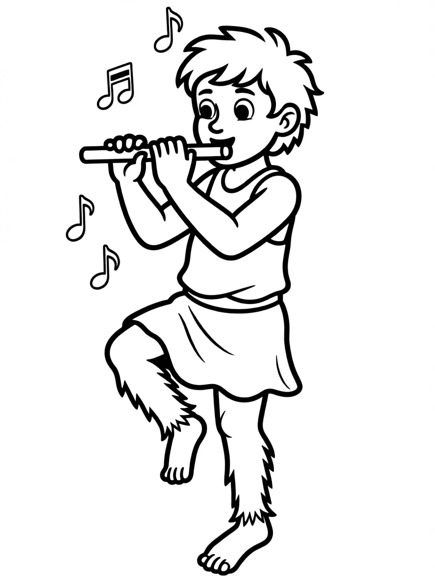 A playful Pan with goat legs playing flute