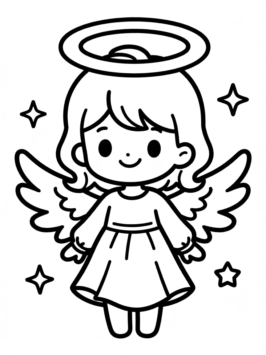 A chibi angel with halo slightly too big for its head