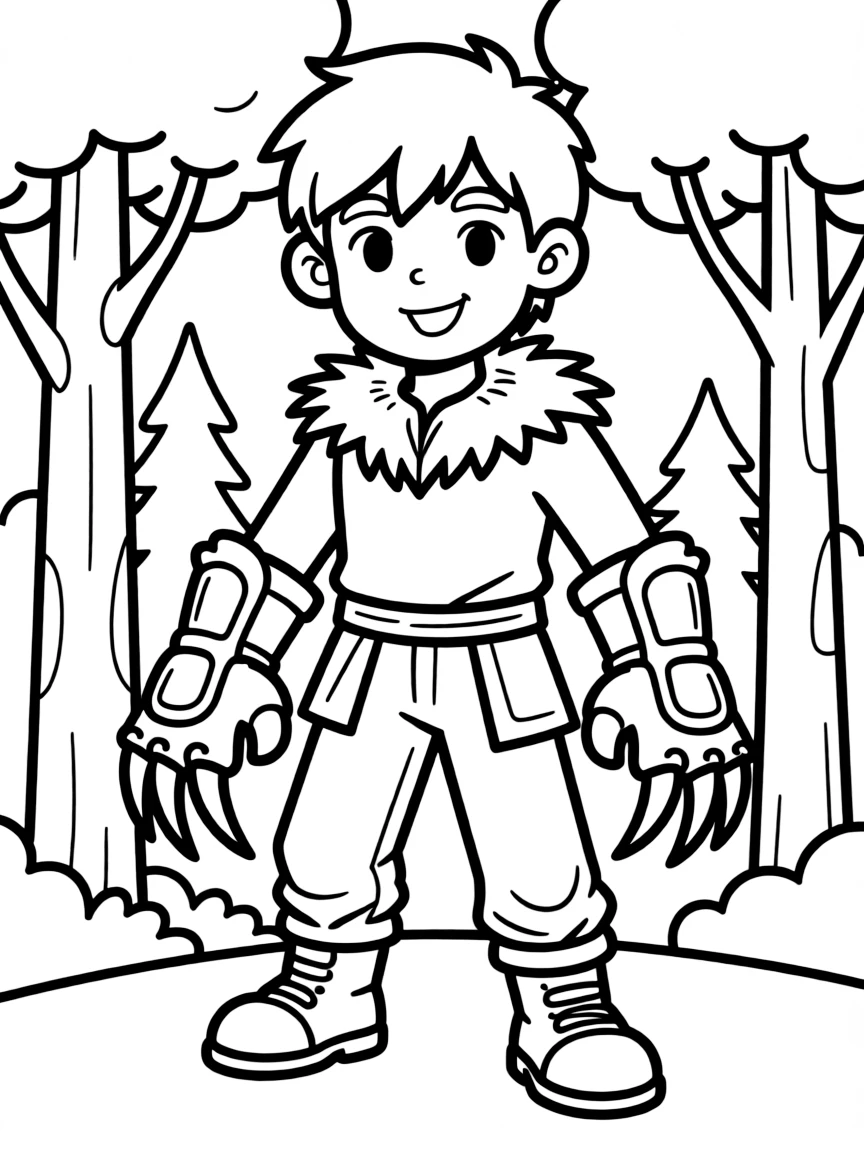 A bear-inspired warrior with claw gauntlets and fur accents