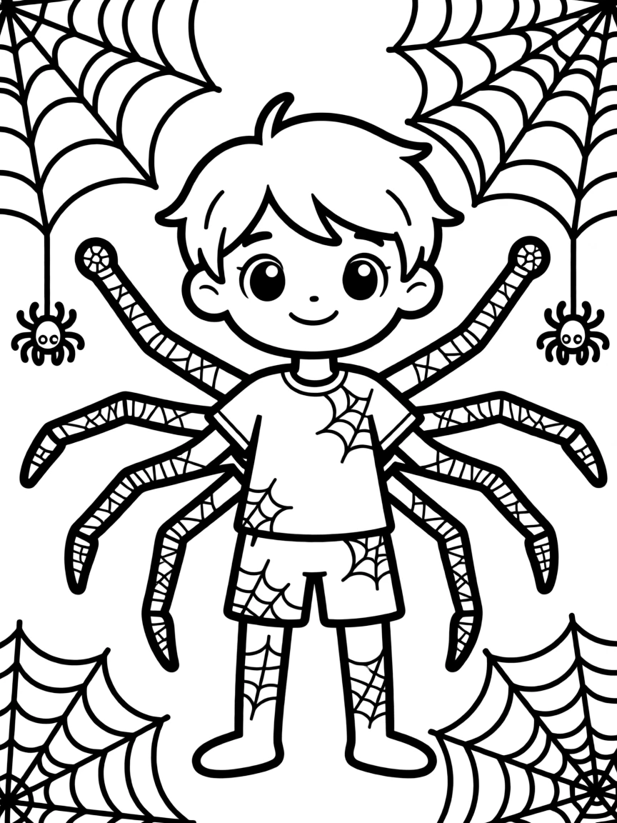A spider-inspired character with multiple arms and web patterns