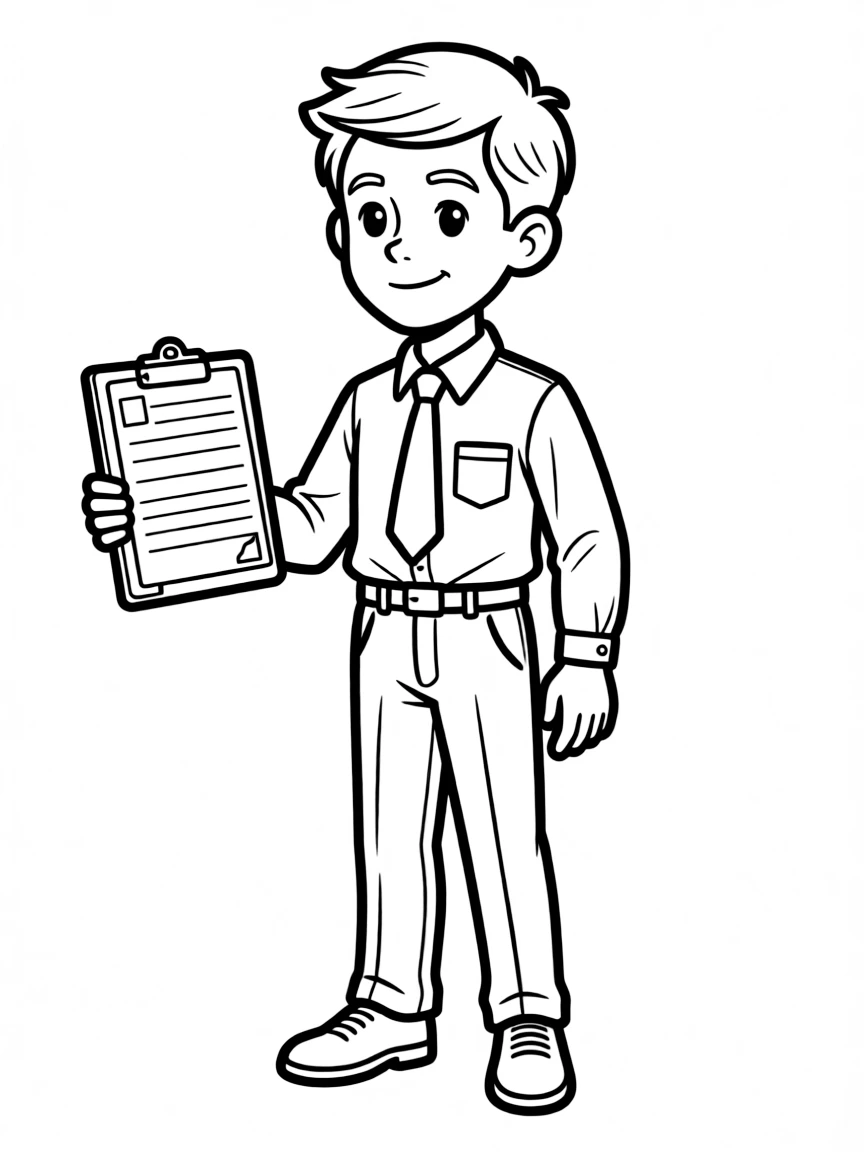 A studious class representative with clipboard and perfect uniform
