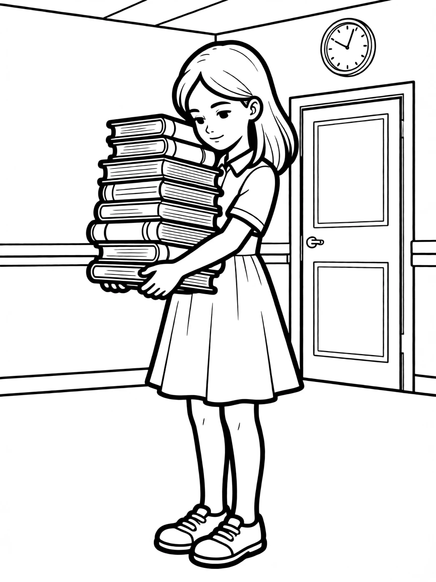 A shy transfer student clutching books on first day
