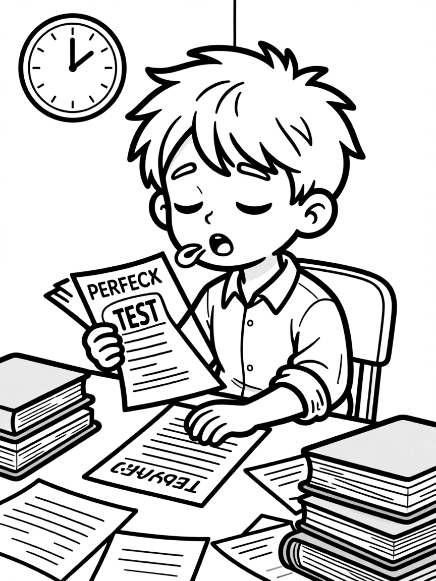 A sleepy genius with disheveled appearance and perfect test score