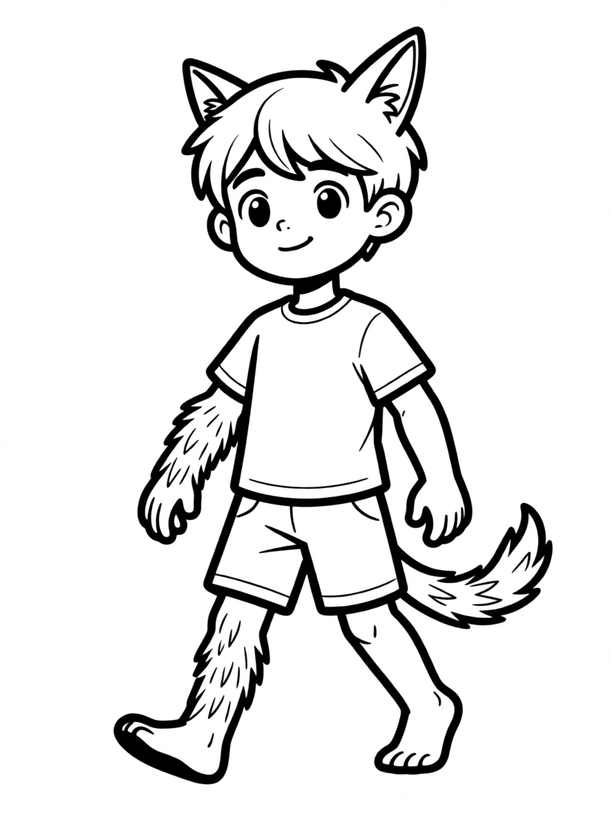 A character mid-transformation with partial animal features