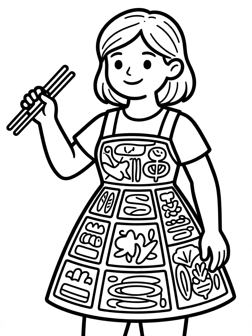 A bento artist with compartmentalized dress and chopsticks