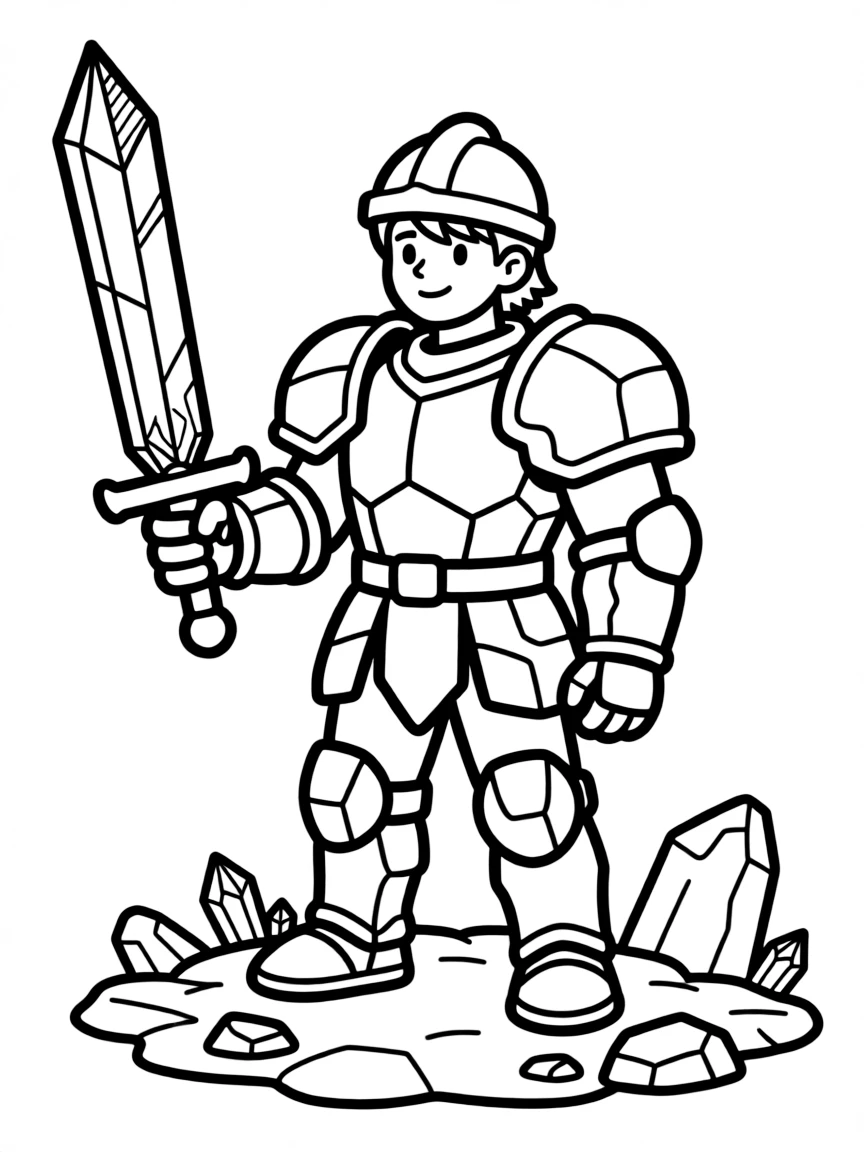 An earth knight with stone armor and crystal sword