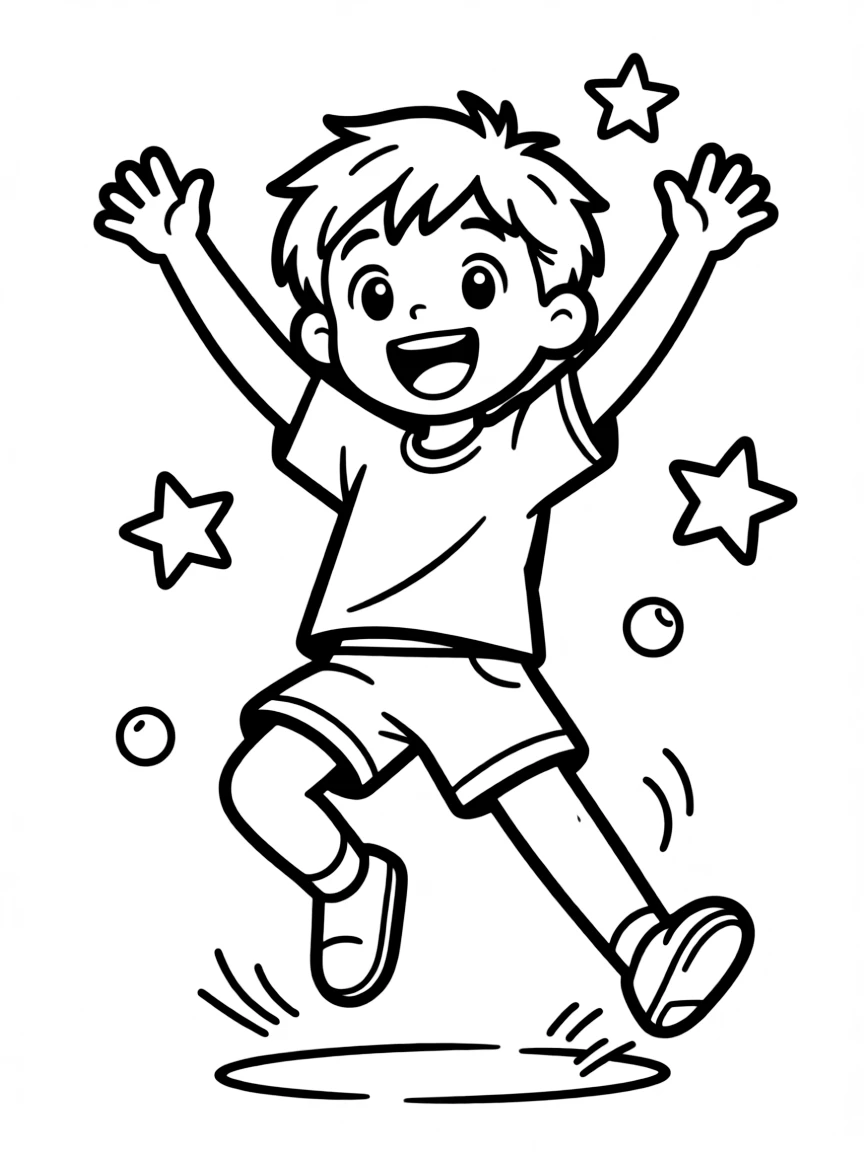 A joyful character literally bouncing with happiness