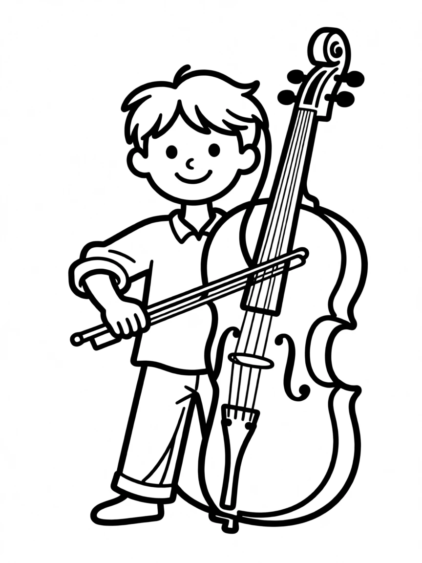 Half-music, half-silence character with instrument body