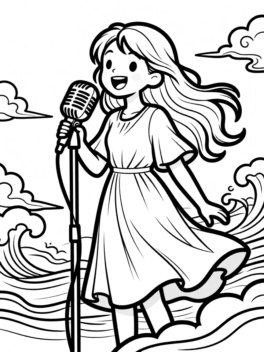 A banshee singer with microphone and ethereal effects