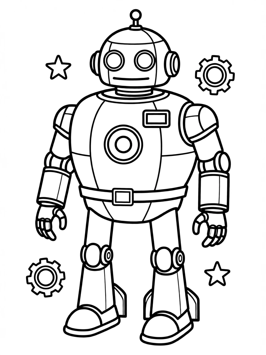 A retrofuturistic robot with 1950s design elements