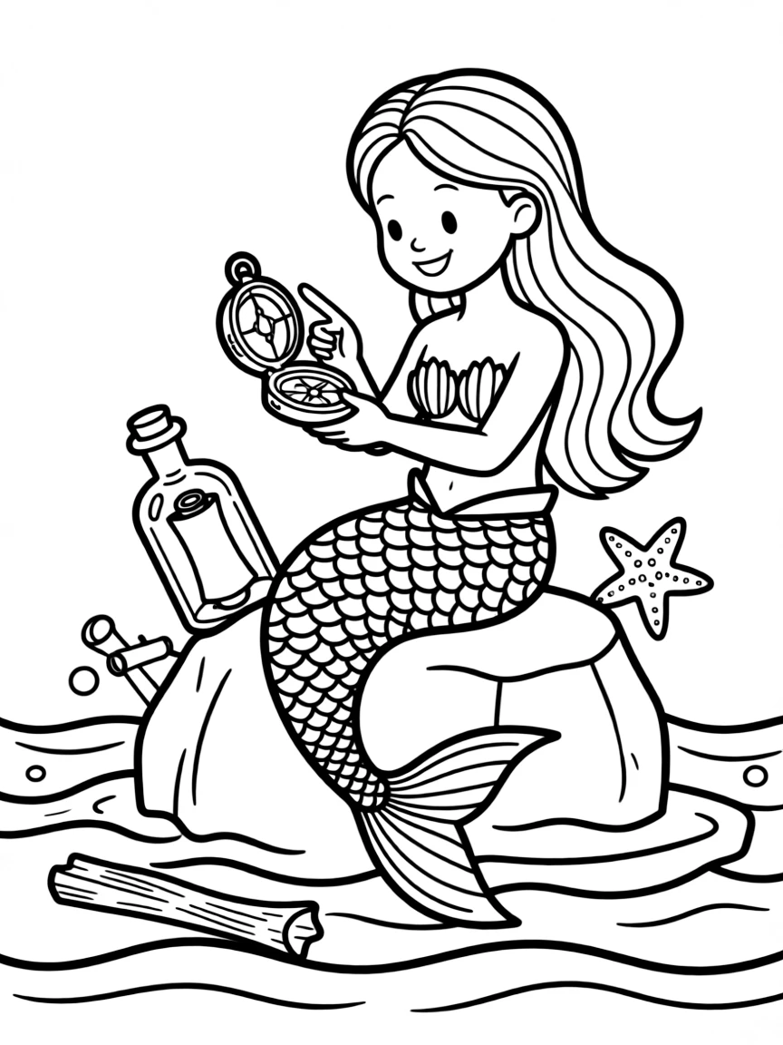 A mermaid explorer with collection of surface artifacts