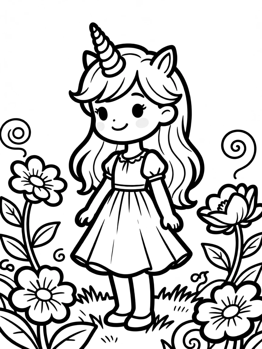 A unicorn-human with spiraled horn and flowing mane