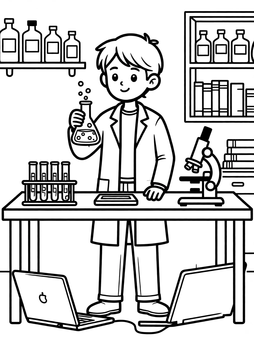 A contemporary alchemist with modern lab equipment