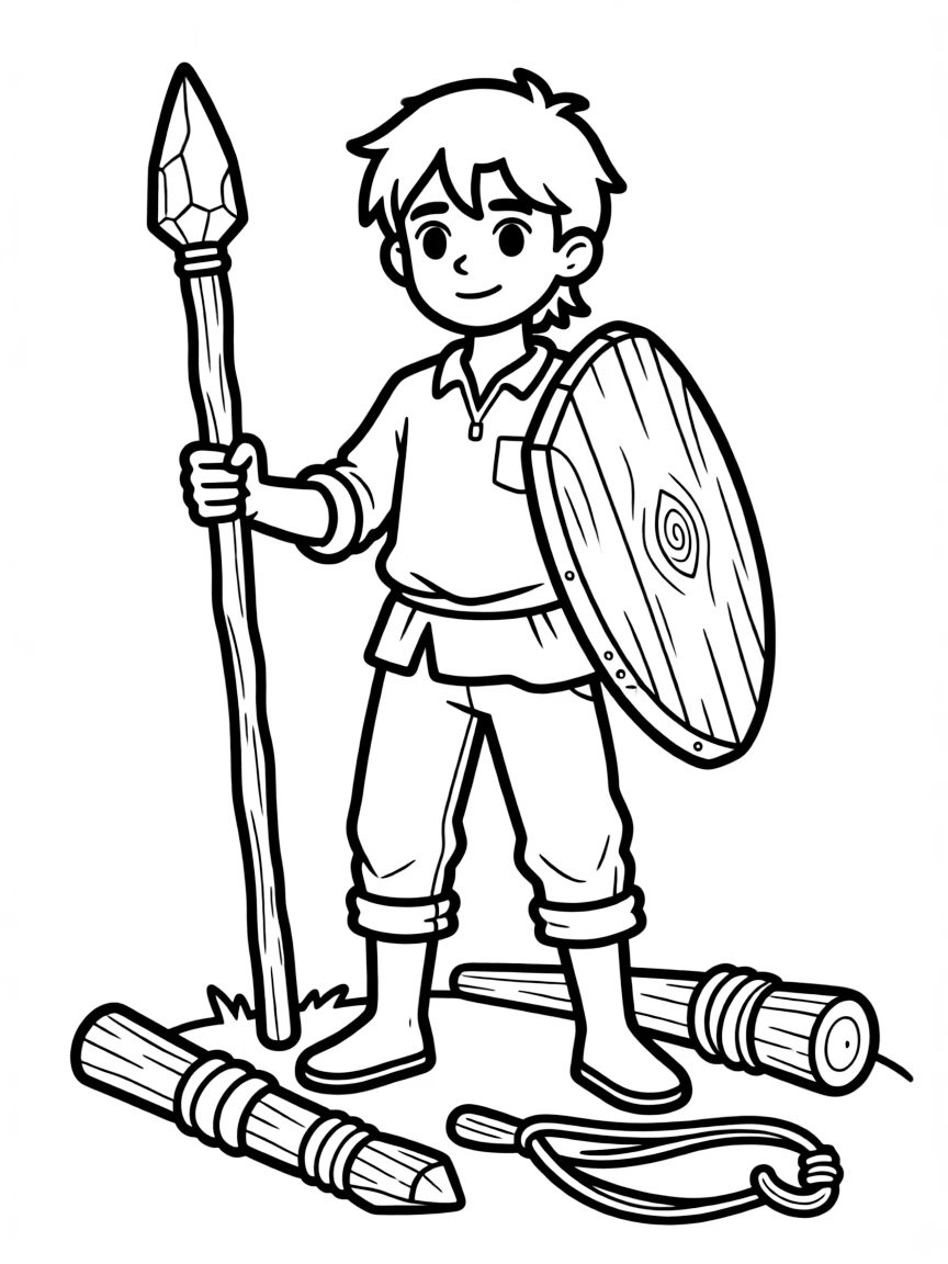 A settlement defender with improvised weapons
