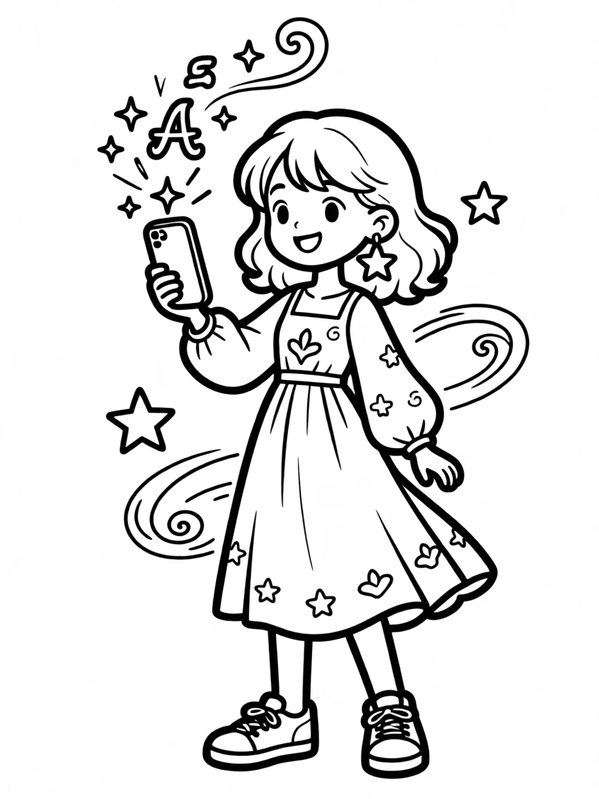 A magical social media influencer with enchanted phone