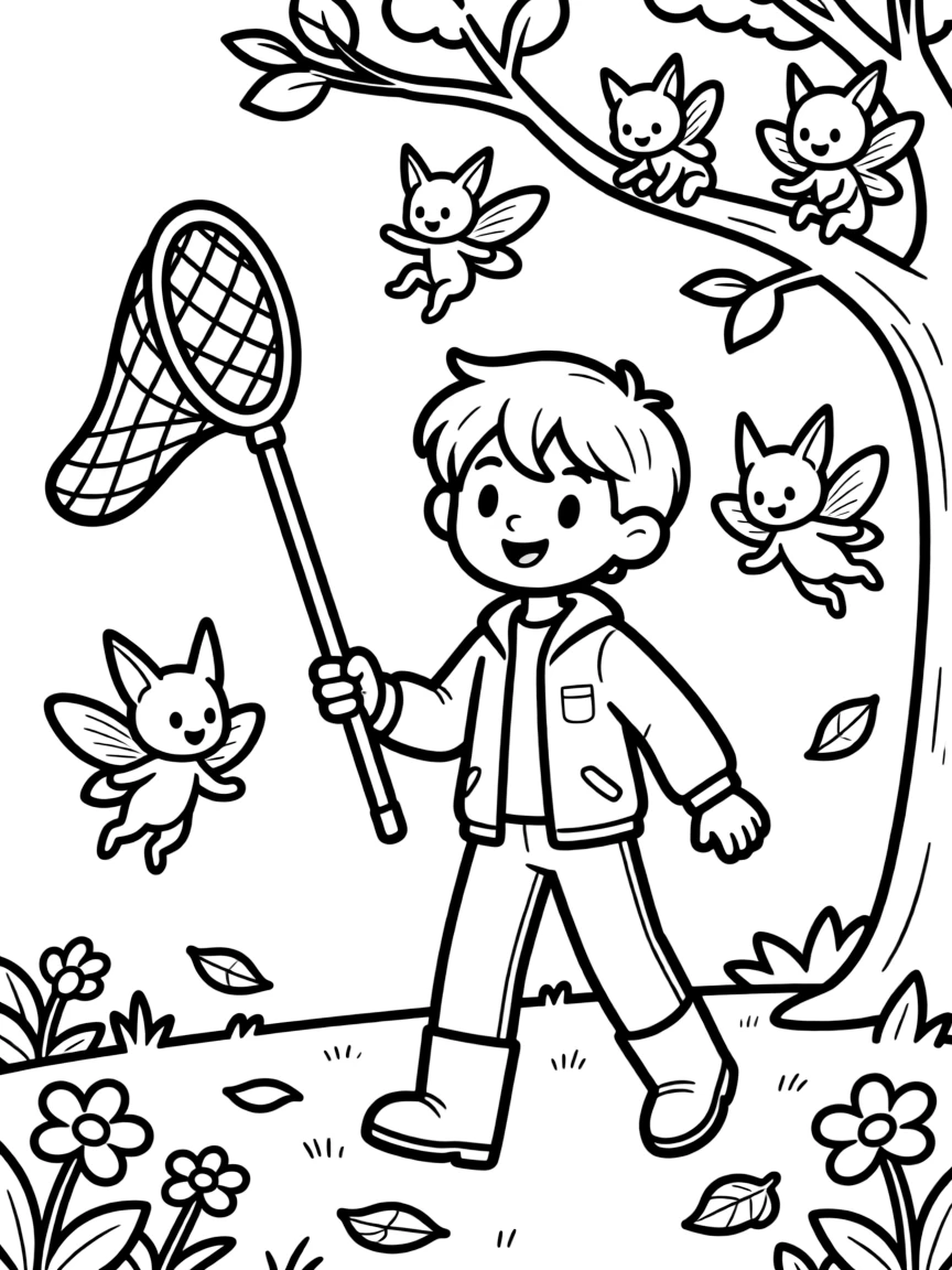 A magical pest controller capturing mischievous sprites