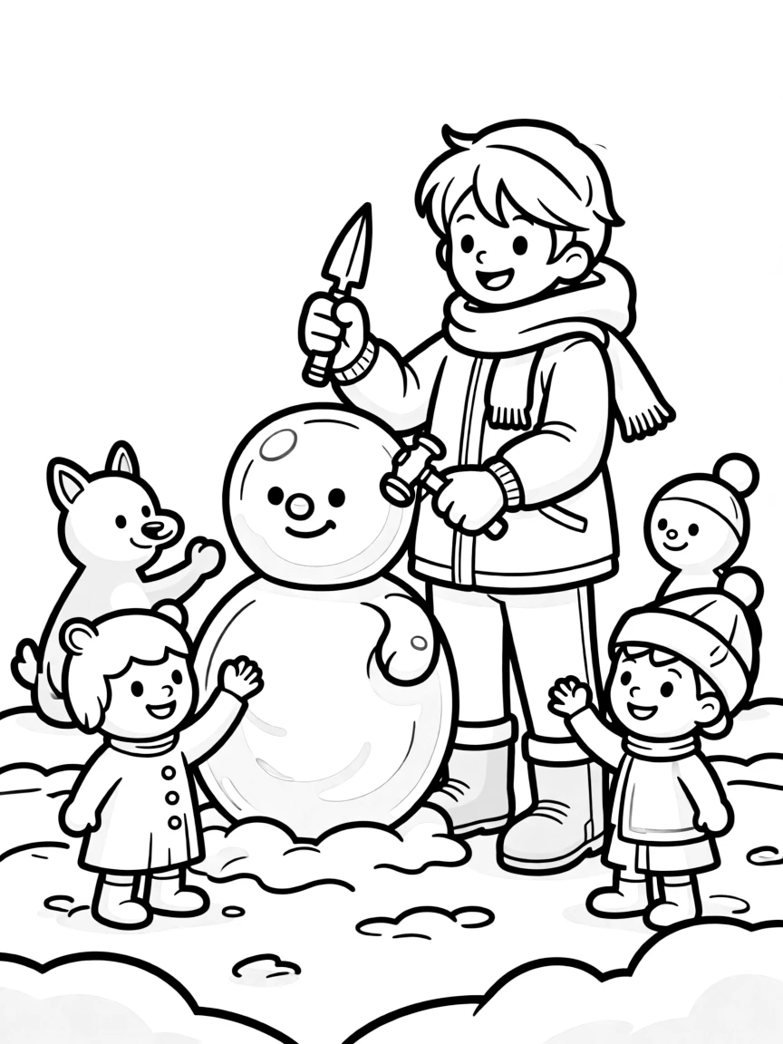 A snow sculptor creating living ice figures