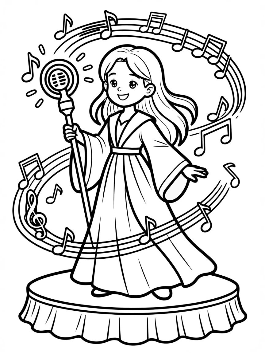A vocal enchanter with musical note accessories