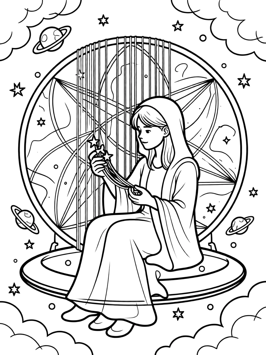 A nebula weaver creating cosmic tapestries