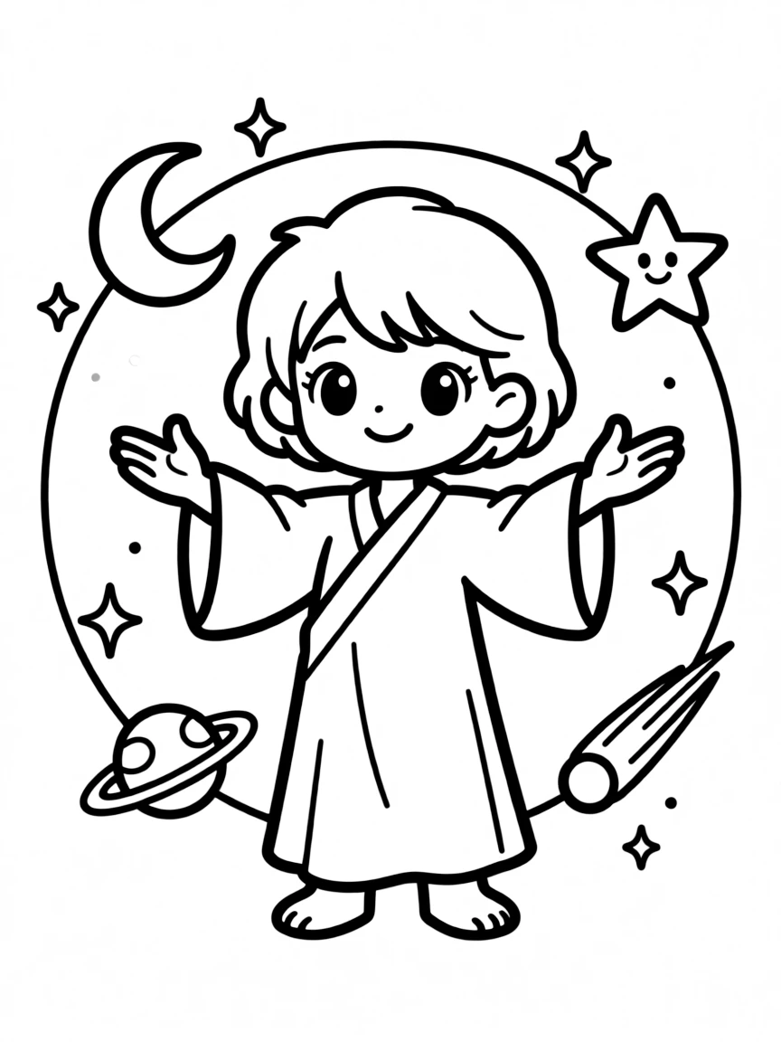 A planetary spirit with orbiting accessories